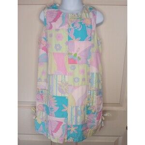 Corky's Kids Patchwork Shift Dress Size 6X Pink Green Blue Butterflies Ladybugs